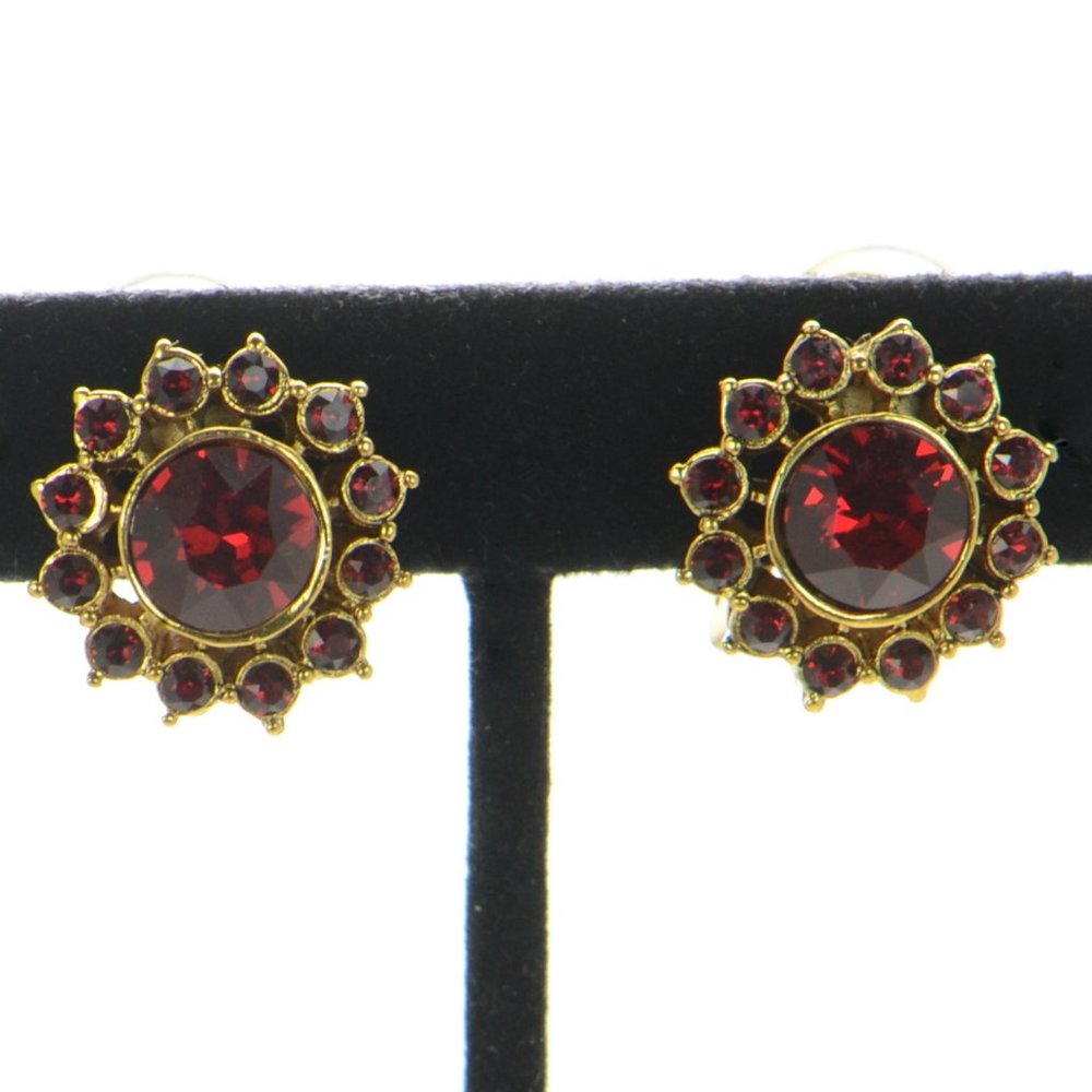 OSCAR DE LA RENTA Crystal Flower Clip-on Earrings